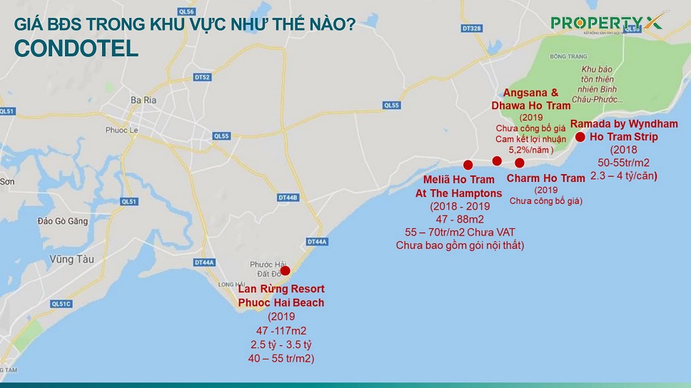 giá bán các căn hộ tại hồ tràm