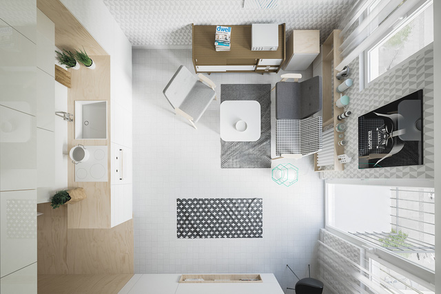 Các nhà thiết kế sử dụng kiểu giường gấp gọn vô cùng thông minh. Khi không cần nó có thể dễ dàng gấp gọn như một bức tường. Đây là giải pháp thông minh tuyệt đối dành cho những căn nhà chật hẹp. Vừa tiện dụng mà lại tạo cảm giác mới mẻ cho căn phòng. 