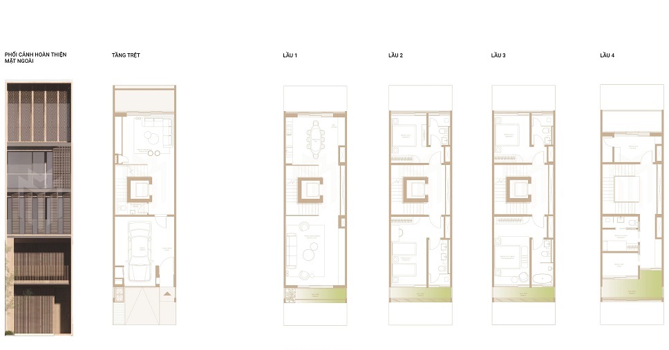 thiết kế nhà phố soho căn trong