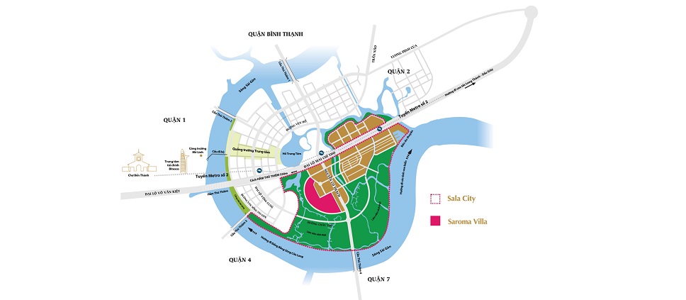 vị trí biệt thự saroma sala