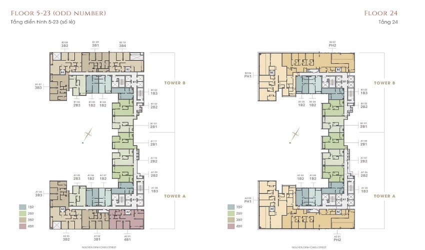 Mặt bằng tầng điển hình lẻ (T5-23)
