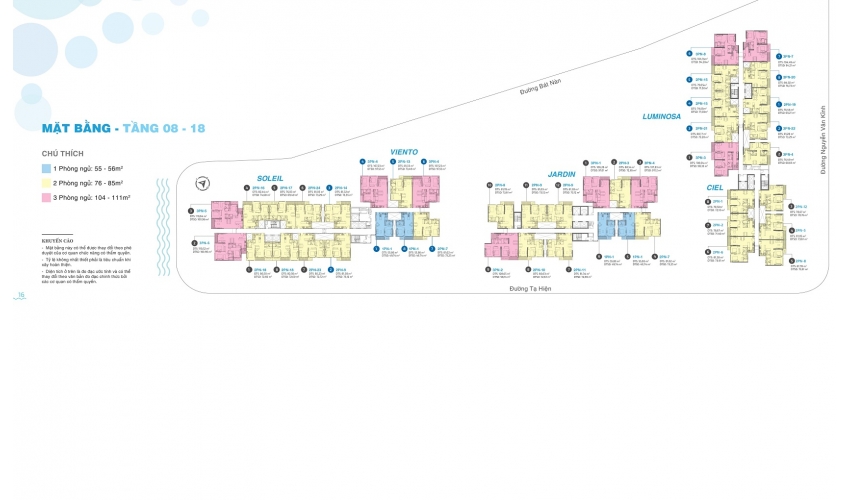 Mặt bằng tầng điển hình (8F-18F)